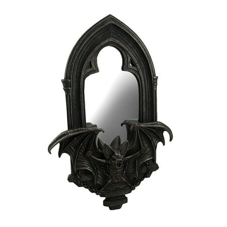 Chained Steampunk Vampire Bat Arched Gothic Wall Mirror