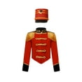 thumbnail image 1 of CHICTRY Enfants Garçons Uniforme d'Équipe de Tambour-Major Costume de Performance de Batteur Veste à Franges de Fanfare Manteau Chapeau C Rouge 10, 1 of 6