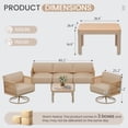 thumbnail image 3 of Erinnyees 5 Seats Patio Furniture Set,Outdoor Swivel Glider Rocking Chairs with 6" Thick Cushions, 3-seat & Coffee Table, All-Weather Patio Conversation Sets for Backyard, Light Beige, 3 of 8