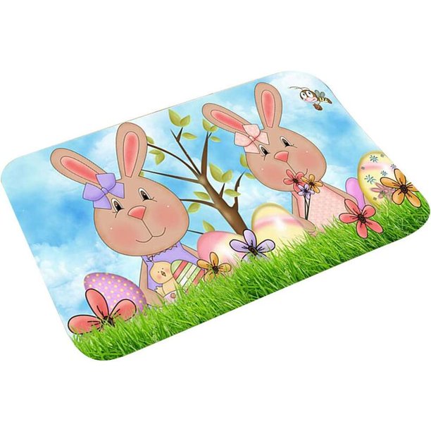 Felpudo de Pascua de Conejo Tapete de Entrada de Conejo Tapete de Bienvenida Antideslizante Tapete de Baño Decorativo para Cocina Casera (40 60 cm)——C esquí esquí Gafas de esquí