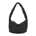 thumbnail image 1 of Women Shoulder Bags Cloth Quilted Simple Solid Color Shopping Bag (Black), 1 of 10