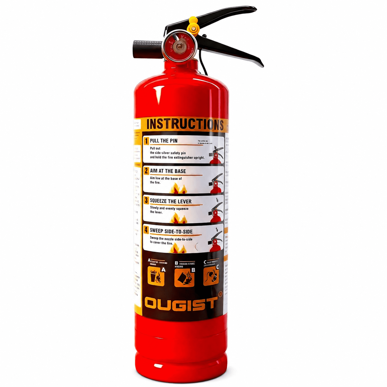 Ougist ABC Fire Extinguisher for Home & Vehicle, 2.5lb 1-A:10-B:C Rated, Certified for Kitchen/Car/Boat, Base Model