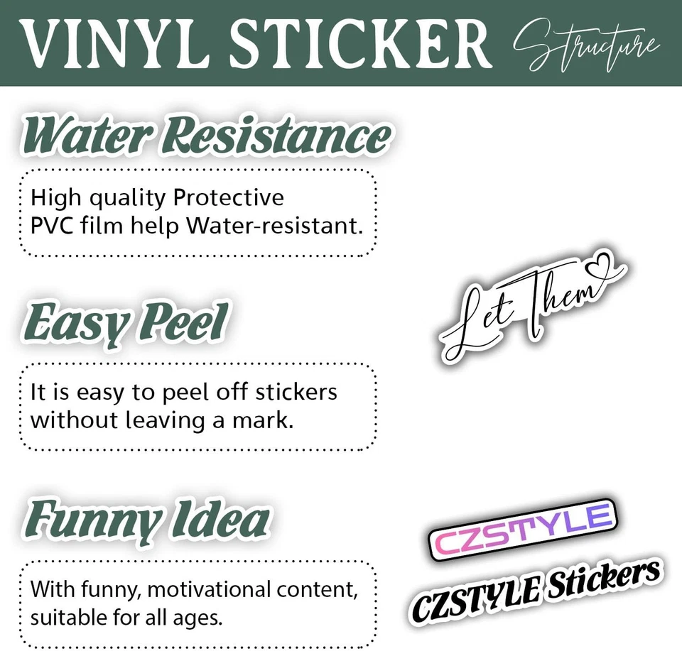 BUTTERFLY- (3Pcs) Let Them Sticker Funny Quote Sarcastic Decals Waterproof Multicolor