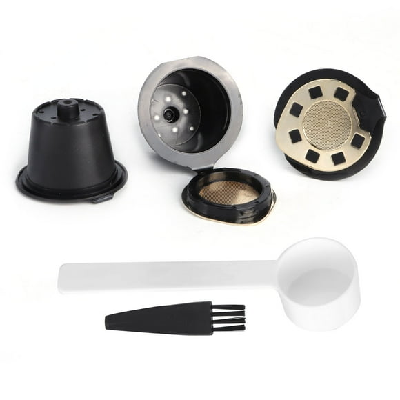 ZOUSSIQI 3Pcs Stainless Steel Coffee Capsule Filter Cup with Spoon Brush Accessories Fit for NESPRESSO JU316-77444
