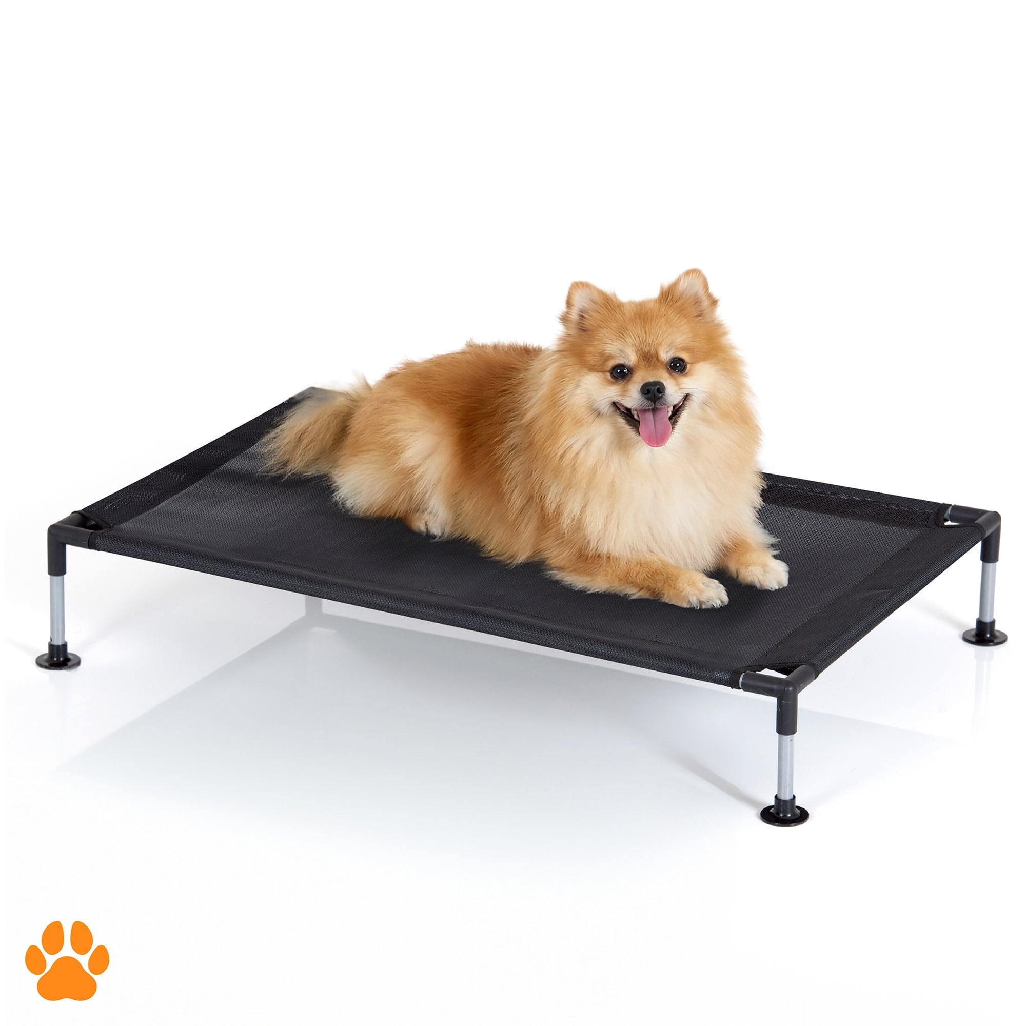 My Duque: COOLA Pet Bed - Small - Black, 23.5 x 18" Dog Lounger, Breathable Mesh Fabric, Elevated Structure For Joints, Steel Frame, Animal 30lb Cap