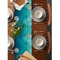 thumbnail image 2 of Sea Turtle Coastal Table Runner 72 Inches, Summer Teal Green Beach Nautical Bed Runner Dresser Scarves Tabletop for Indoor Outdoor Parties/Ceremony/Banquet, 16" x 72", 2 of 8