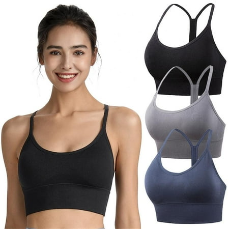 

3 Pack Women Wirefree Yoga Sports Bra Shockproof Fast Dry Running Fitness Bra Beauty Back Yoga Bralettes Underwear