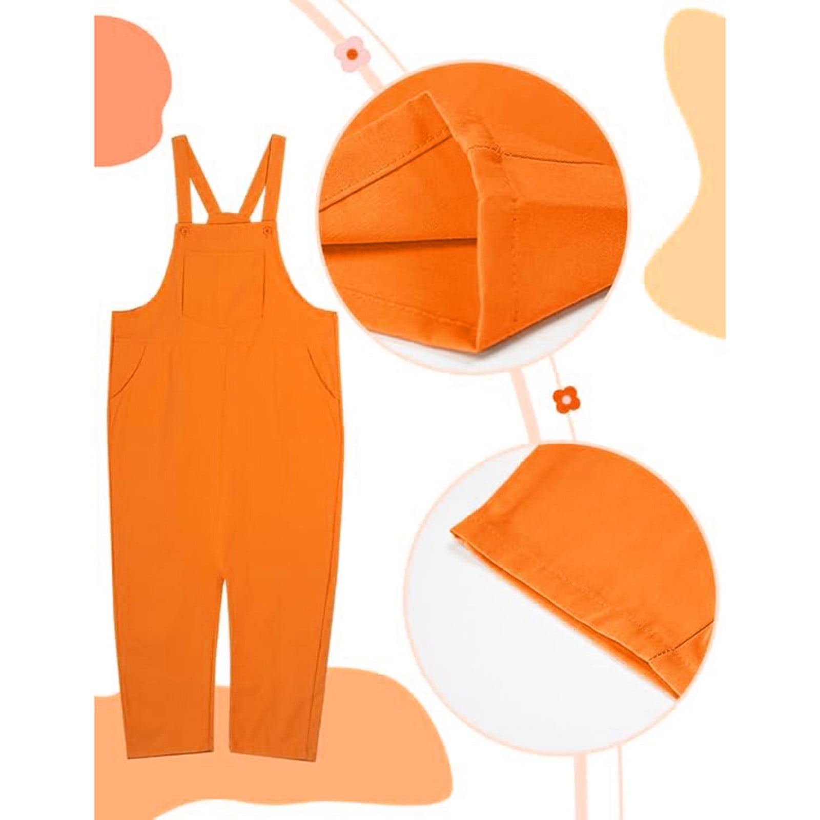 Kids Jumpsuits for Girls Orange Pants for Girls Spaghetti Strap Womens Jumpsuits Casual Girls Summer Outfits 6-7 Years