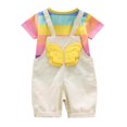 thumbnail image 5 of Siilsaa Girls Easter Outfits Girls 2 Piece Letter Graphic Short Sleeve Crop Top and Legging Set Beige,S, 5 of 5