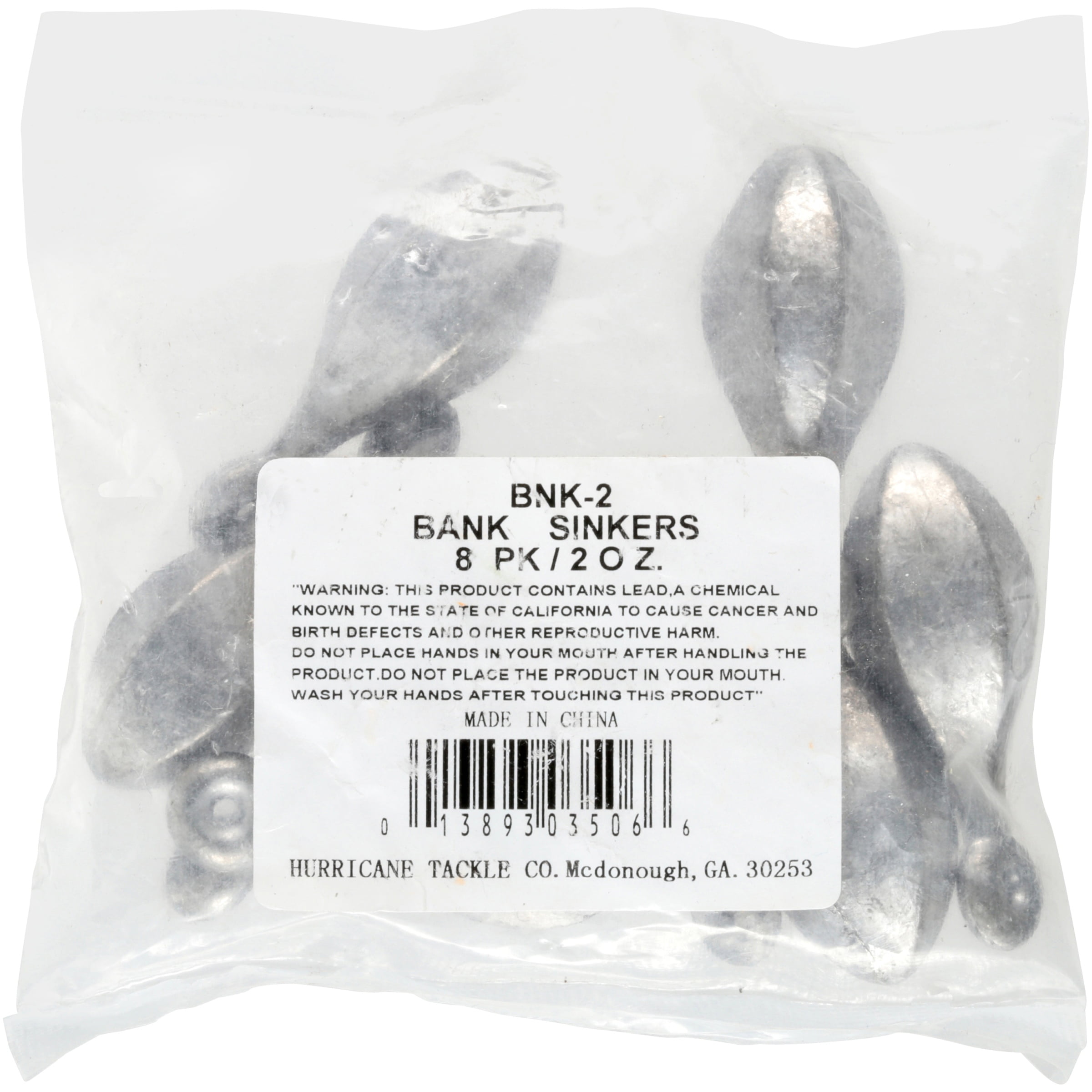 South Bend Lead Free Bank Sinkers Fishing Terminal Tackle, #2, 2 oz., 8-pack