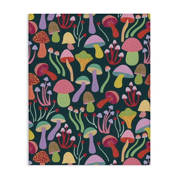 Stupell Industries Magical Times Mushrooms Plants & Flowers Painting Wrapped Canvas Art Print Wall Art, 16 x 20