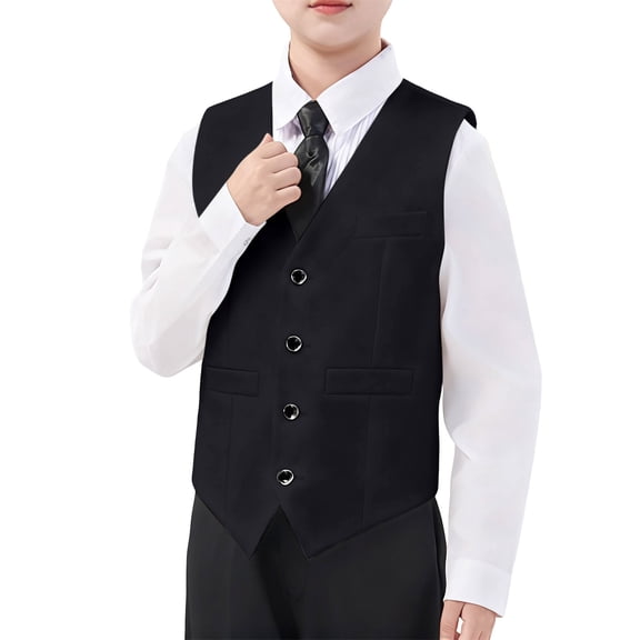 BOOMNY Unisex Boys Girls School Uniform Vest Sleeveless Dress Vest for Boys Solid Color Breathable Loose Fit Cozy Party Wedding Formal Tops
