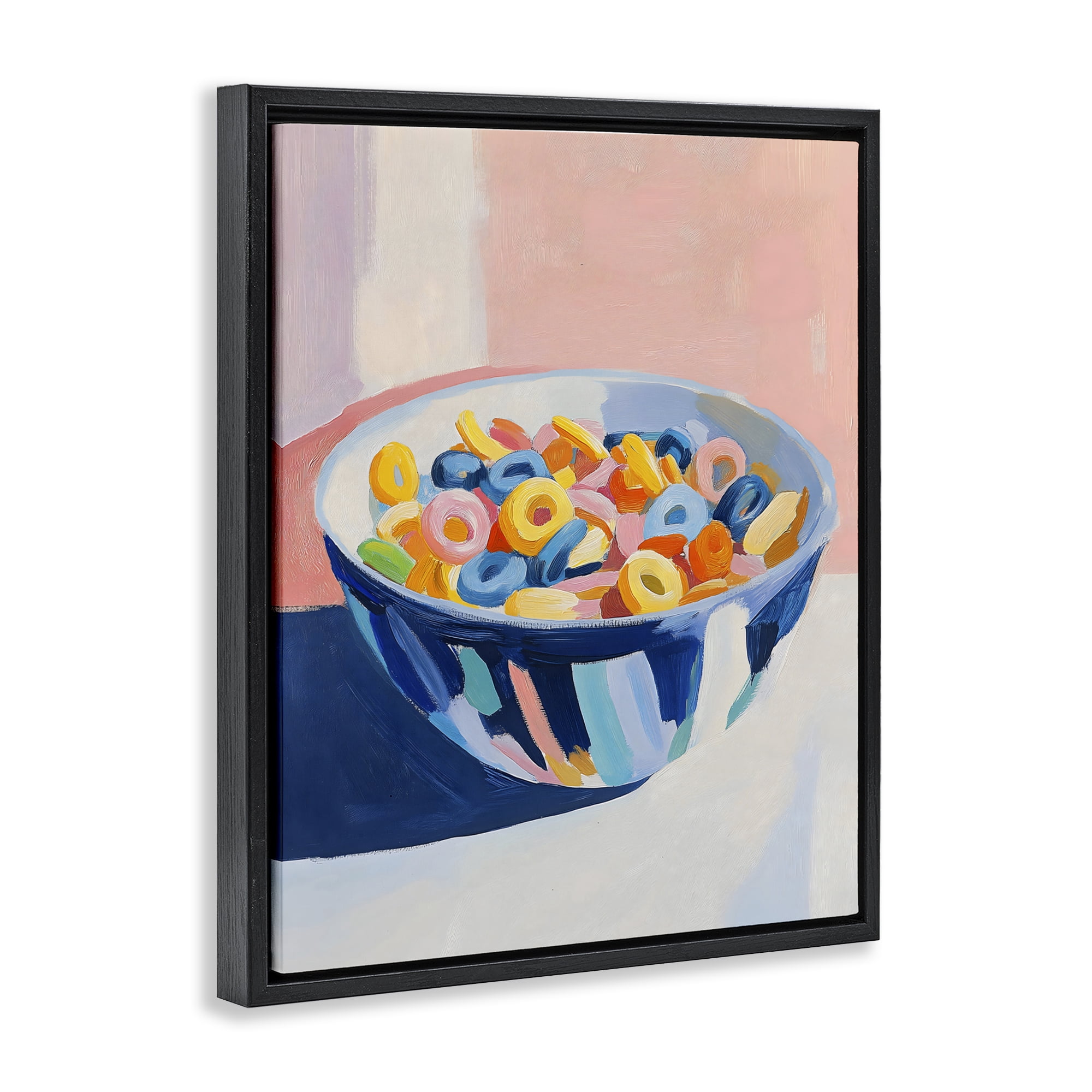 Stupell Industries Colorful Cereal Bowl Black Framed Floater Canvas Wall Art, design by The Prints Vibe