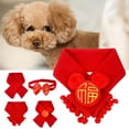 thumbnail image 4 of SPRING PARK Chinese Style Festive Design Warm Fur Cat Dog Bowtie Decor Collar Neck Strap Scarf Pet Supplies, 4 of 7