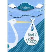 Paper House Productions Stork with Baby Bundle Tip On with Pink Gems 3D New Baby Congratulations Card