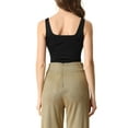 thumbnail image 3 of Allegra K Sleeveless Cropped Top for Women's Deep V Neck Side Zip Casual Tank Tops, 3 of 4