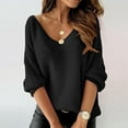 thumbnail image 2 of KIHOUT Women Solid Long Sleeve V-neck Blouse Pullover Tunic Tops Shirt, 2 of 8
