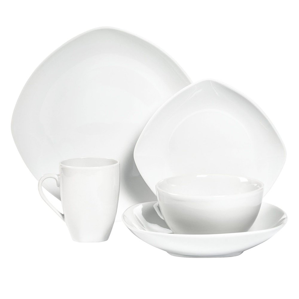 Tabletops Gallery Quinto Square White Porcelain 10 Piece Dinnerware Set