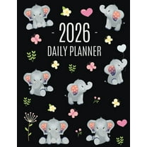 Baby Elephant Planner 2026: Cute Daily Organizer for 2026 (12 Months) Funny Jungle Animal Scheduler with Yellow Butterfl, (Paperback)