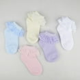 thumbnail image 2 of KAWELL 5 Pairs Toddler Baby Girls Ruffle Lace Socks Cotton Frilly Ankle Soft Dress children Princess Socks 2-15T, 2 of 6