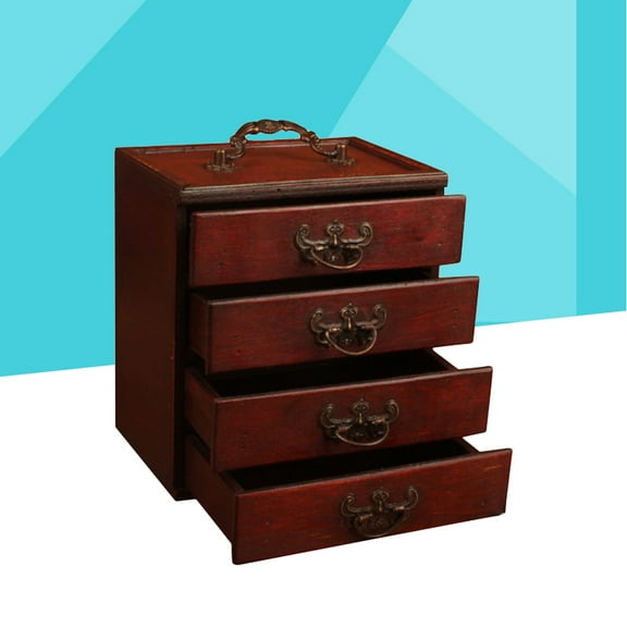 ELAYARD Women Jewelry Box Dark Brown Bamboo 1PC Photo Props for Home Use