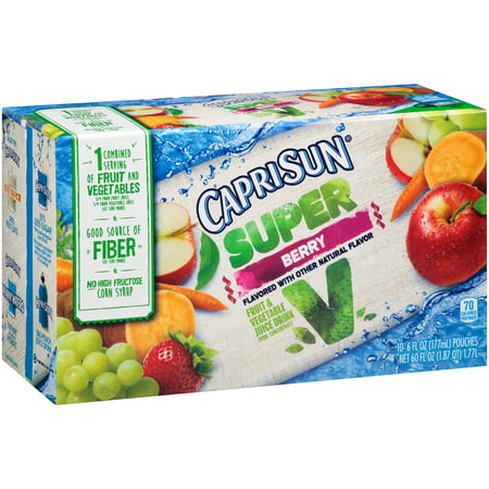 Capri Sun Super V Berry Fruit & Vegetable Juice Drink, 10 ct - Pouches, 60.0 fl oz