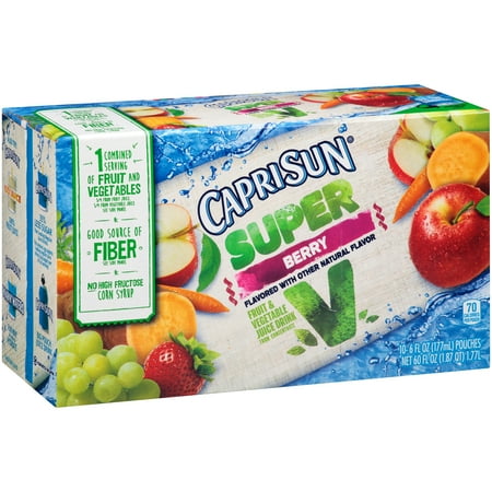 Capri Sun Super V Berry Fruit & Vegetable Juice Drink, 10 ct - Pouches, 60.0 fl oz (Best Fruits And Vegetables To Juice For Energy)