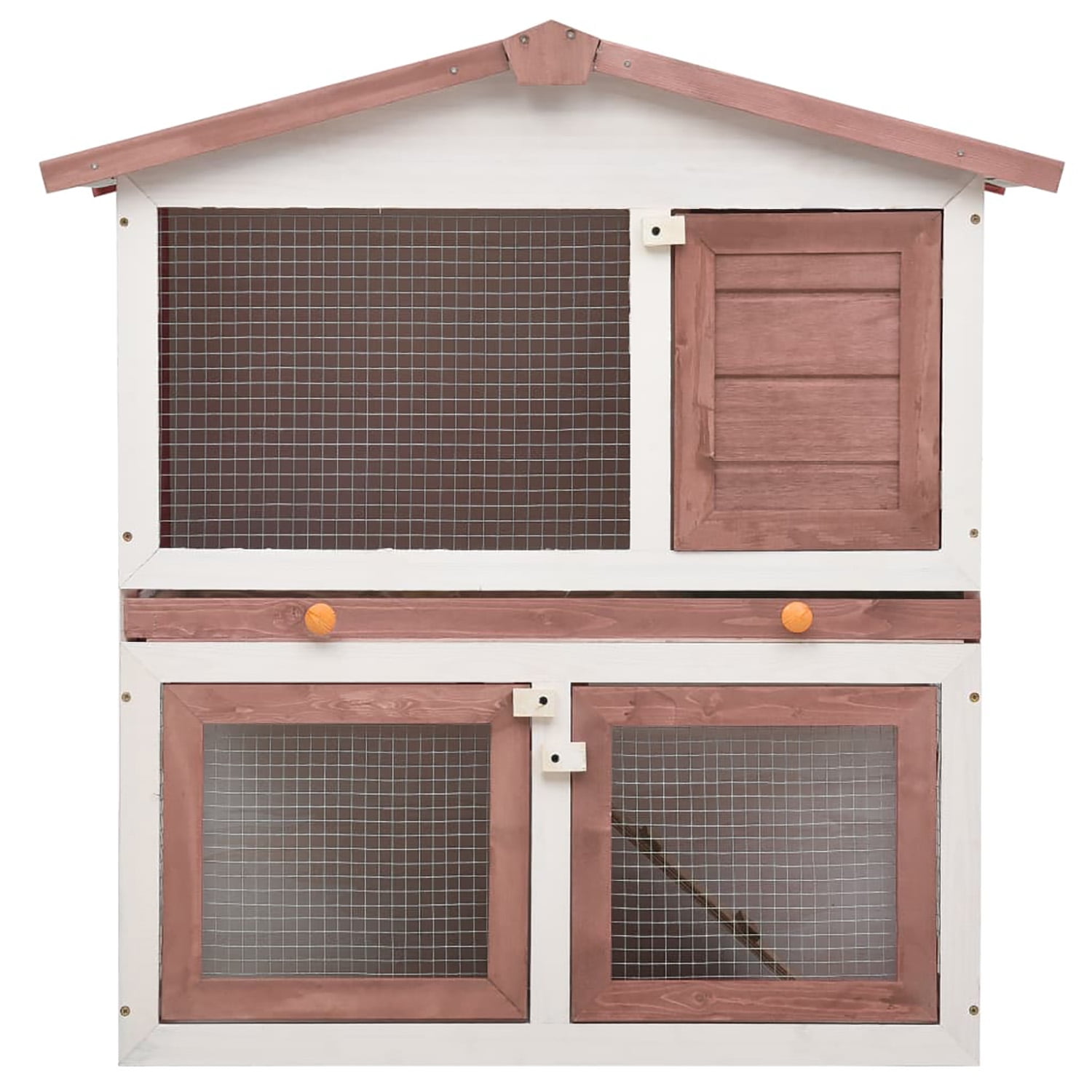 Pefilos 37" Wooden Rabbit Hutch with Run, 2 Story Large Bunny Cage 3 Doors Coop for Indoor or Outdoor, Brown Pefilos 37" Wooden Rabbit Hutch with Run, 2 Story Large Bunny Cage 3 Doors Coop for Indoor or Outdoor, Brown