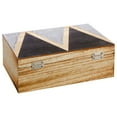 Small Wooden Decorative Box with Hinged Lid and Tassel for Jewelry