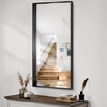 thumbnail image 4 of Arched Wall Mirror 24x20 Inch Black Metal Frame Tempered Glass Large Decorative Crystal Clear Shatterproof Mirror for Entryway Living Room Mantel Bathroom, 4 of 9