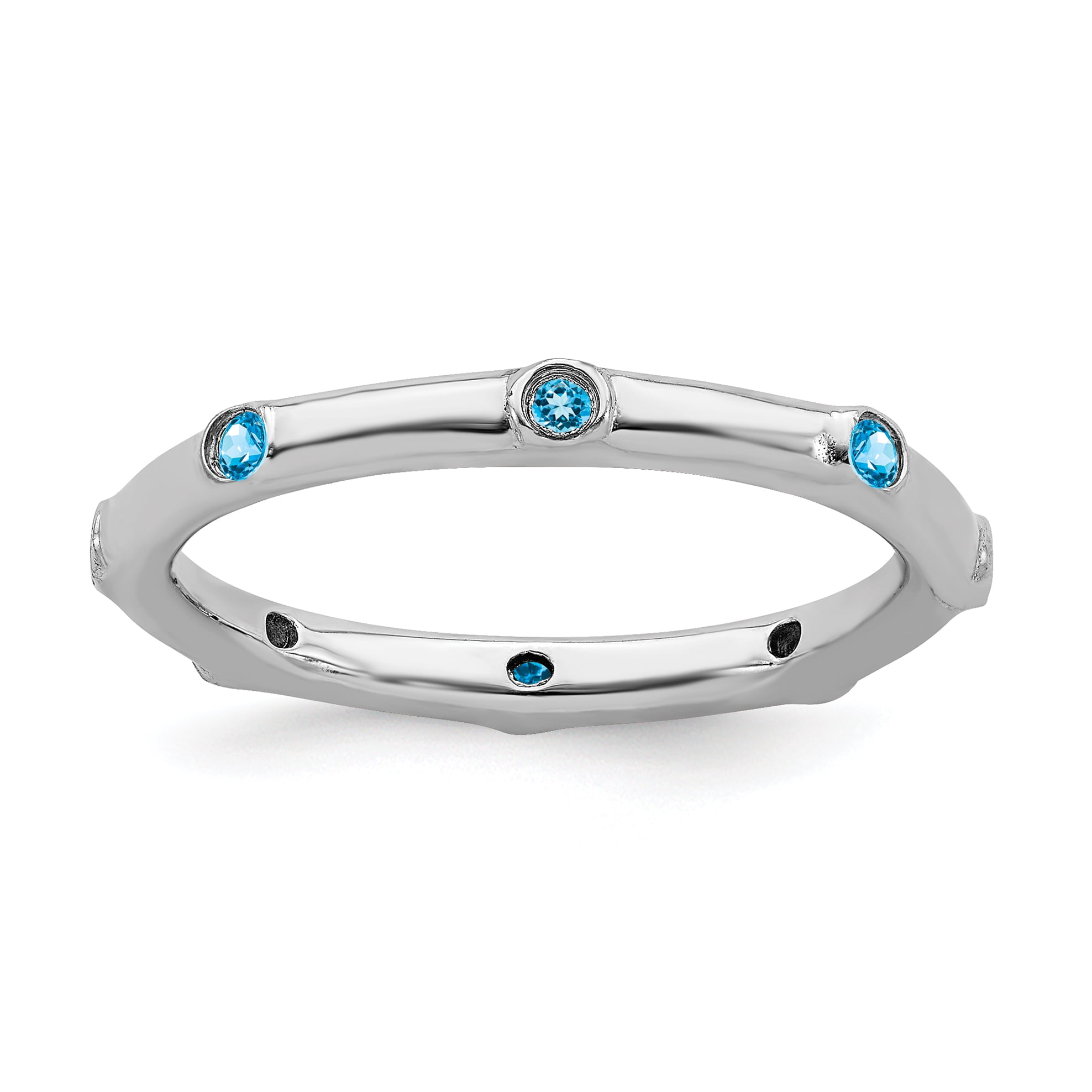 Details about   Round Blue Topaz Sterling Silver Women Ring Blue Topaz and Simple Ring For Women