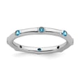 thumbnail image 1 of 925 Sterling Silver Blue Topaz Stackable Ring Birthstone December Gemstone, 1 of 8