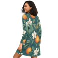 thumbnail image 2 of FORMRS Womens Long Sleeve Nightgowns Crew Neck Sleep Shirt Soft Pajamas Sizes S-3XL, Floral Orange Pattern, 2 of 8