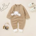 thumbnail image 6 of Hwmodou Boys Jumpsuits Knit Baby Knitted Sweater Romper Bodysuit Solid Long Sleeve Jumpsuit Cute Outfit Fall Winter Sports Jumpsuit,3-6M, 6 of 9