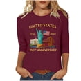thumbnail image 4 of Lazyguy The US 250th Anniversary Pullover Women Graphic Printed Casual Tops Crew Neck 3/4 Sleeves Tees Shirts for Fourth of July Festival S-4XL White, 4 of 9