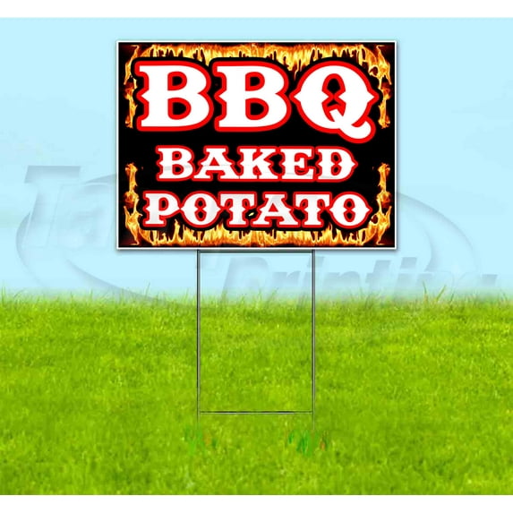 Bbq Baked Potato (18" x 24") Yard Sign, Includes Metal Step Stake