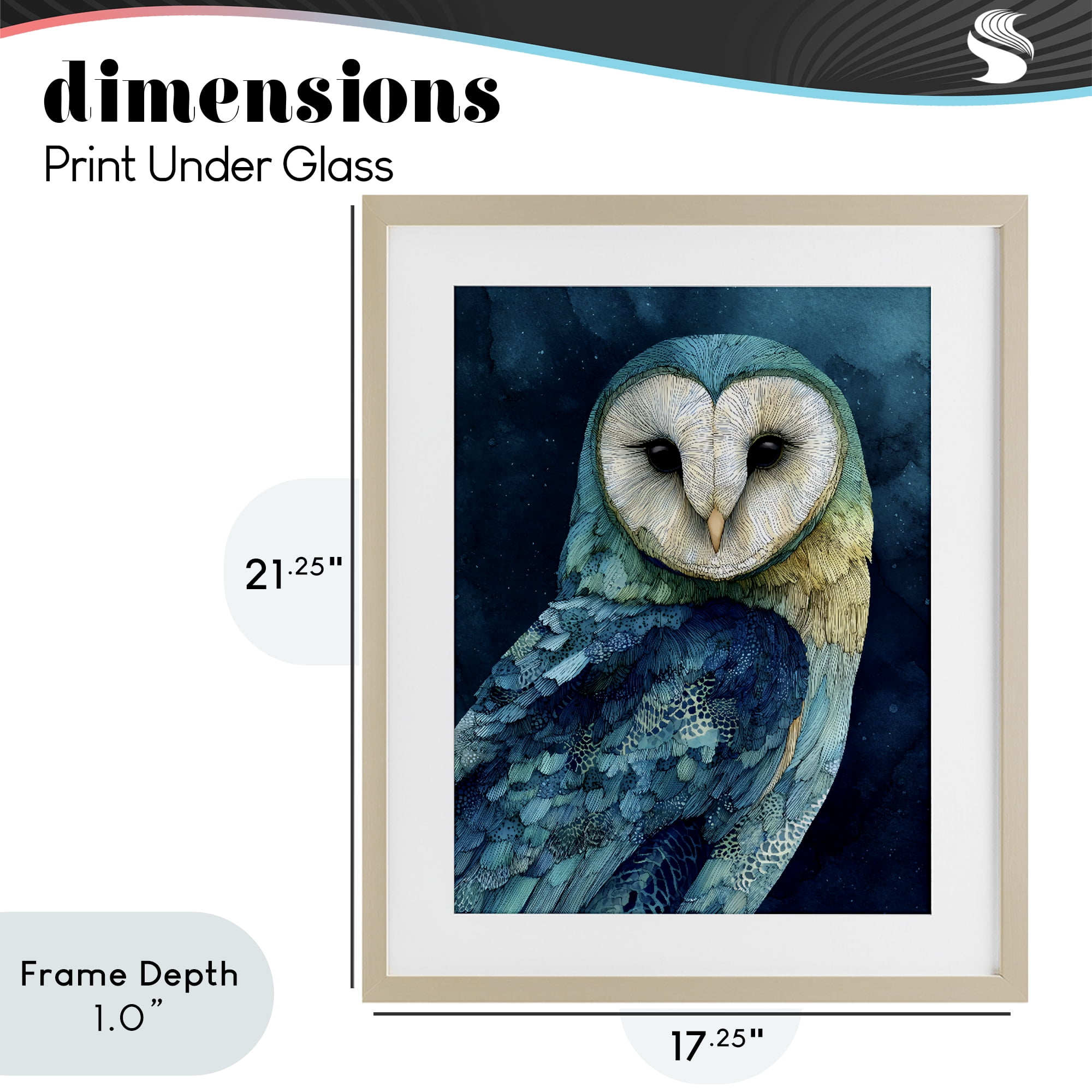 Stupell Industries Cerulean Blue Owl Birch Framed Print Under Glass, design by Franklyn Gregory