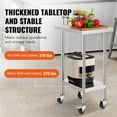 thumbnail image 2 of KFFKFF 24x18x38 Inch Stainless Steel Prep Table, Equipped with 4 Casters and 3 Height Settings, Durable for Restaurant Kitchen Use, Silver, 2 of 8