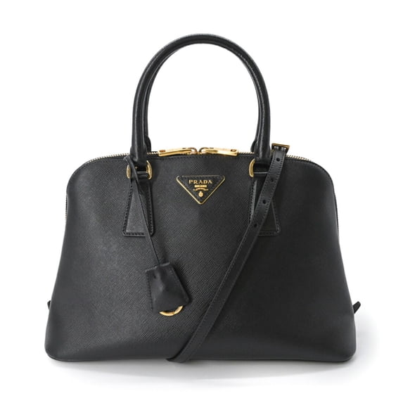 Pre-Owned PRADA Saffiano Lux Shoulder Handbag in Black Leather, 1BA837 (Good)