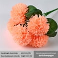 thumbnail image 2 of Ramo de flores artificiales de 5 cabezas, ceremonia de fiesta de boda, decoración floral, tela de seda, flor falsa con hojas, champán oscuro Eigraketly HA6561-09B, 2 of 6