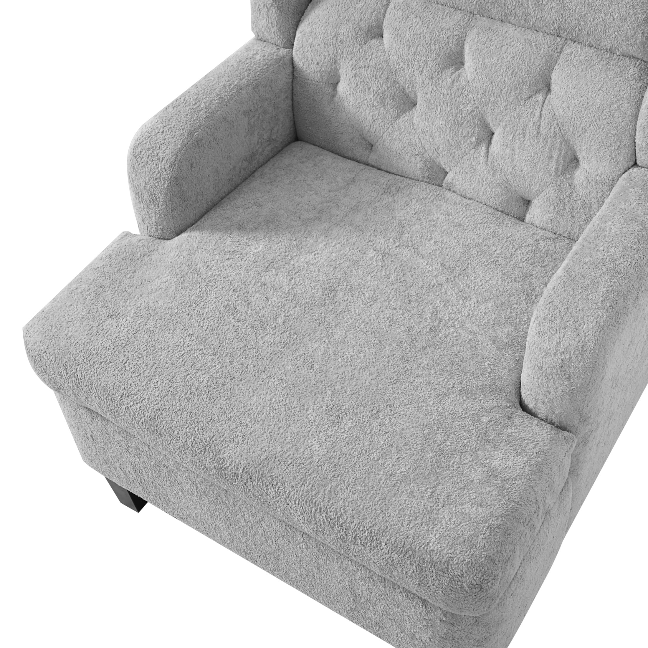 Christopher Knight Home Modern Tufted Accent Chair, Plush Fabric Upholstered with Wood Legs, Light Gray