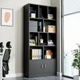 thumbnail image 5 of Cozy Castle 70" Tall Black Bookshelf with 12 Cubes and 2 Doors, 4-Tier Open Shelf Bookcase with Cabinet, Modern Cube Storage Organizer for Living Room, and Office, 5 of 7