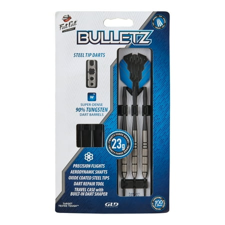 Viper - Fat Cat Bulletz 90% Tungsten Steel Tip Darts 23 Grams - Silver/Black