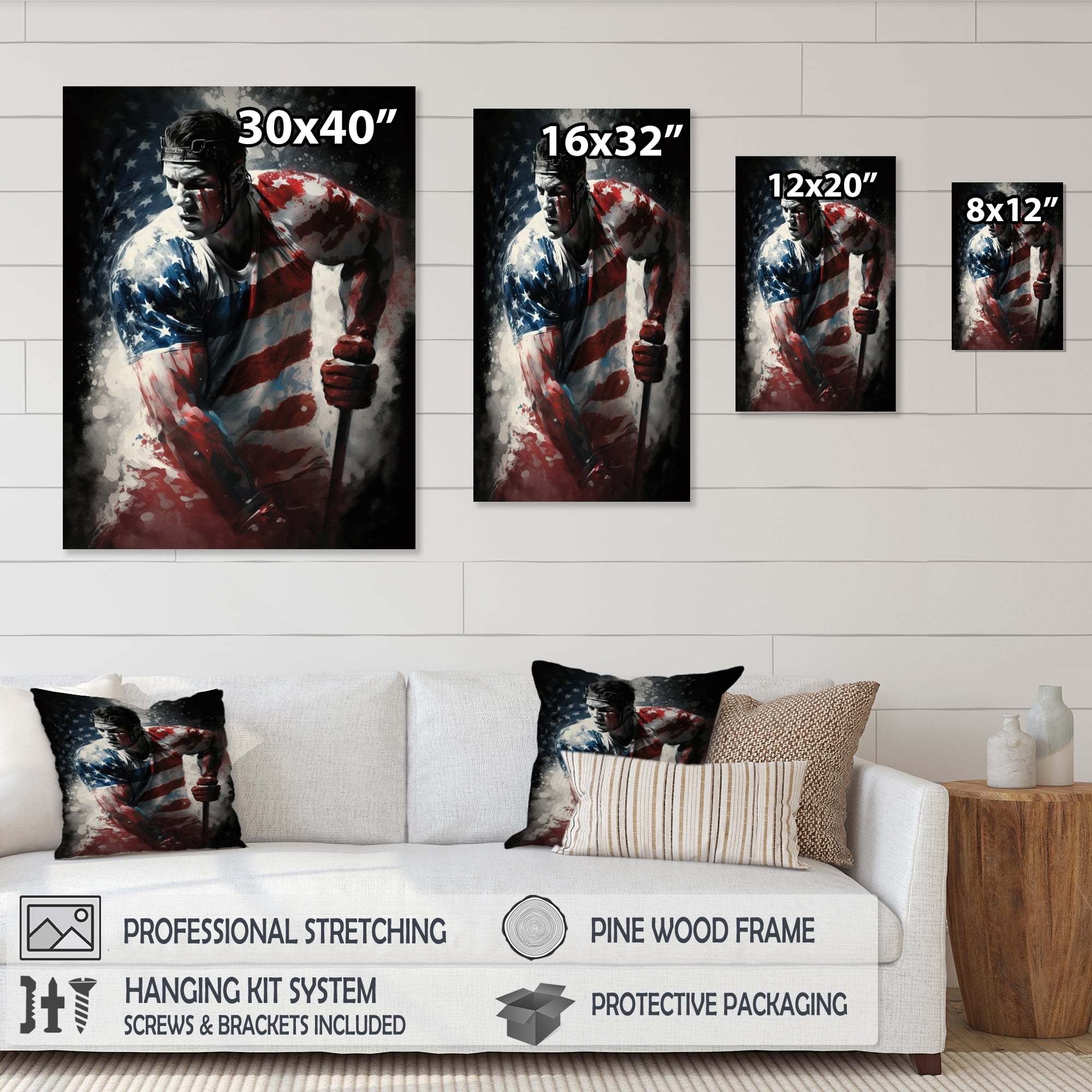 Designart Hockey Playing On The Rink Canvas Wall Art