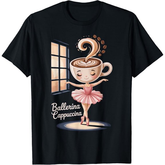 Sam Soft Playful Cappuccino Ballerina Design T-Shirt Full Size S-5Xl