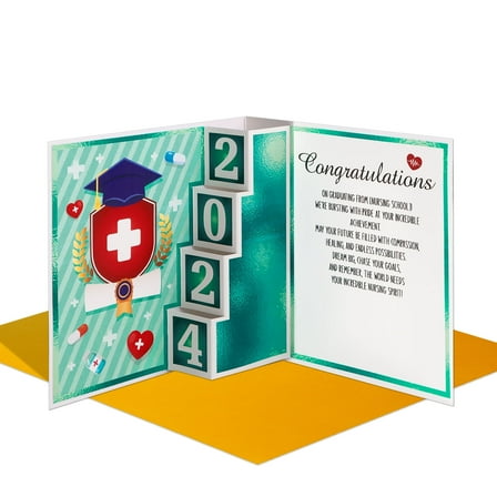 WaaHome Nurse Graduation Card for Her Him 2024 Personalized RN Graduation Pop Up Card with Envelope Congratulations Gift Card for Nursing School Graduate Occupational RN Gifts for Nurses Graduates