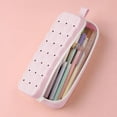 thumbnail image 4 of Soft Silicone Quilted Grids Zipper Pencil Case, Durable and Flexible Storage Pouch for Pens and Stationery, Lightweight and Easy to Clean for Office, Travel, and Daily Organization, 4 of 5