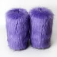 thumbnail image 7 of Miluxas Women's Faux fur Boot Furry Fluffy Short Snow Boot Mid-Calf Boots Warm Comfortable Outdoor Flat Shoes Purple 8-8.5(42), 7 of 7