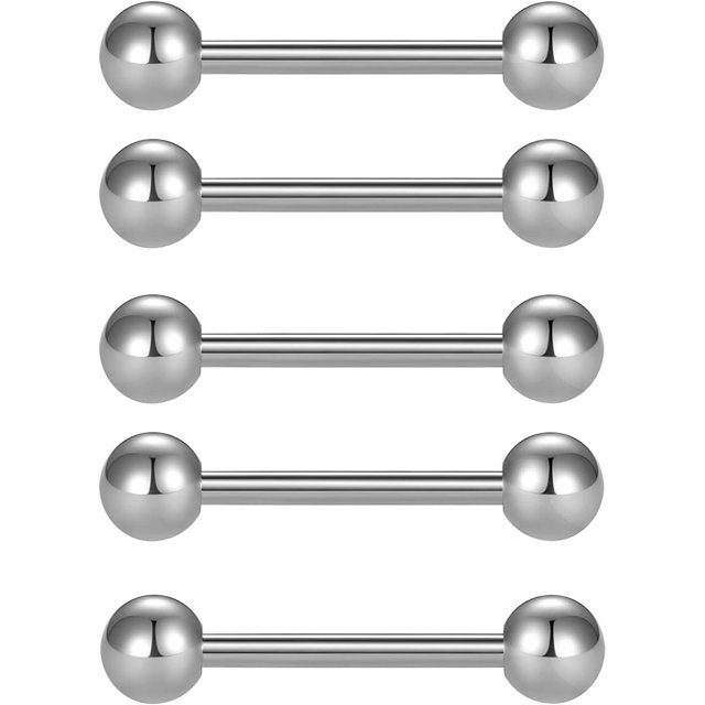 5 piezas 14G acero quirúrgico lengua piercing pezón barra piercing conjunto joyería 12 Rojo Verde
