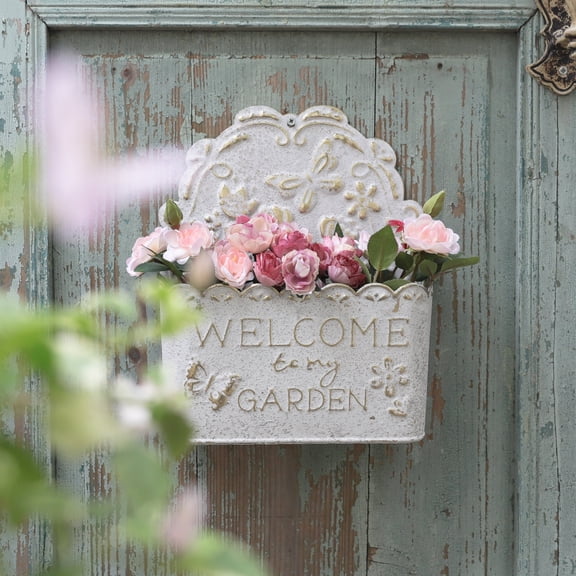 Rustic Metal Wall Planter for Outdoor/Indoor Plants, Fresh & Faux Flower,Farmhouse Wall Decor for Outside Porch Garden